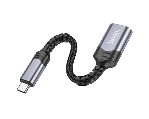 Кабель-перехідник HOCO UA24 Type-C male to USB female 3.0 converter Metal Gray (6942007608848)