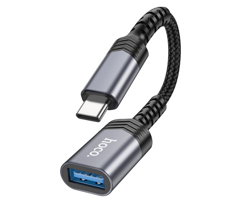 Кабель-перехідник HOCO UA24 Type-C male to USB female 3.0 converter Metal Gray (6942007608848)