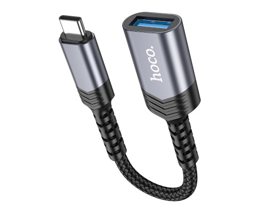 Кабель-перехідник HOCO UA24 Type-C male to USB female 3.0 converter Metal Gray (6942007608848)
