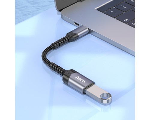 Кабель-перехідник HOCO UA24 Type-C male to USB female 3.0 converter Metal Gray (6942007608848)