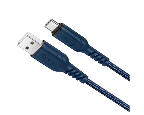 Кабель HOCO X59 USB to Type-C 3A, 1m, nylon, TPE connectors, Blue (6931474744944)