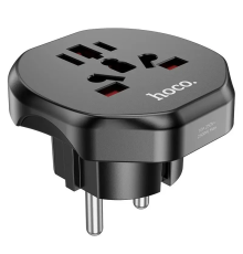 Мережевий адаптер HOCO AC6 Unimpeded universal conversion plug Black (6931474791511)