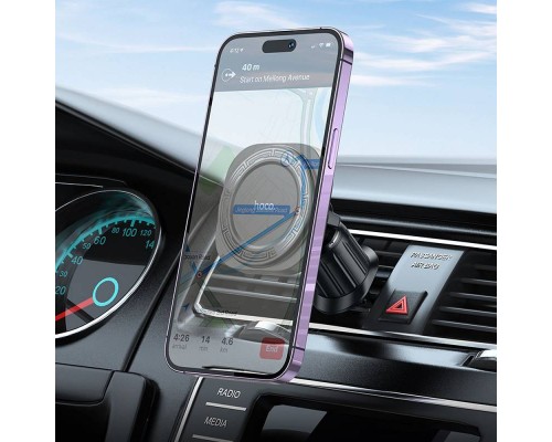 Автотримач для телефона HOCO H28 Rainbow ring magnetic car holder(air outlet) Black (6942007611459)