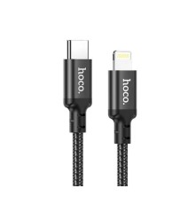 Кабель HOCO X14 Type-C to iP 3A, 20W, 1m, nylon, aluminum connectors, Black (6931474752192)