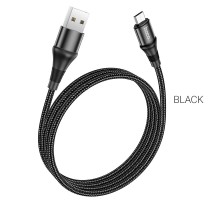 Кабель HOCO X50 USB to Micro 2.4A, 1m, nylon, aluminum connectors, Black (6931474734211)