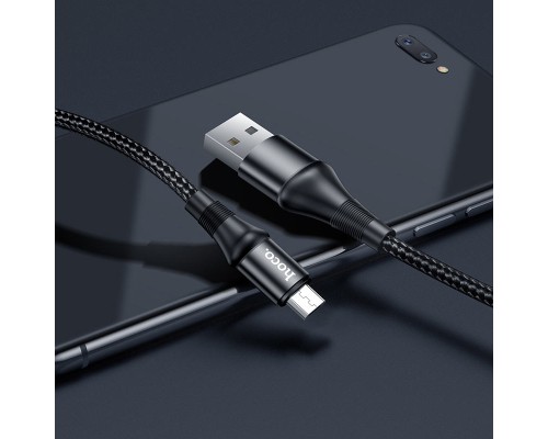 Кабель HOCO X50 USB to Micro 2.4A, 1m, nylon, aluminum connectors, Black (6931474734211)