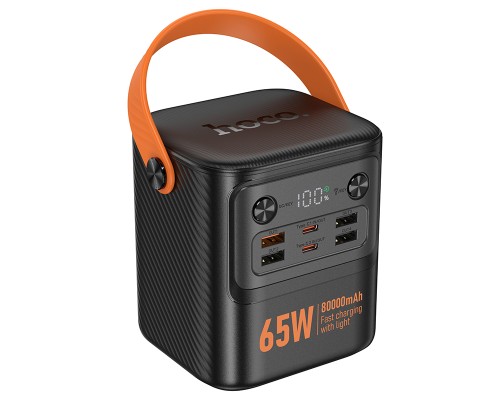 Зовнішній акумулятор HOCO J152 Pro Tough PD65W+light power bank (80000mAh) Black (6942007652100)