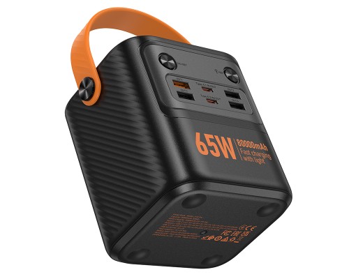 Зовнішній акумулятор HOCO J152 Pro Tough PD65W+light power bank (80000mAh) Black (6942007652100)