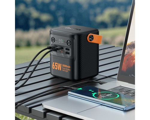 Зовнішній акумулятор HOCO J152 Pro Tough PD65W+light power bank (80000mAh) Black (6942007652100)