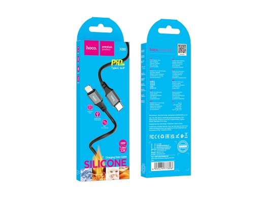 Кабель Hoco X86 iP Spear PD silicone charging data cable Black (6931474777898)
