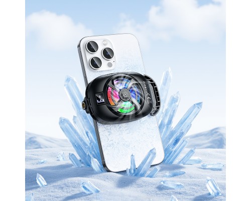 Кулер для мобільного телефона HOCO GM76 Blue diamond mobile phone cooler Black (6942007656764)