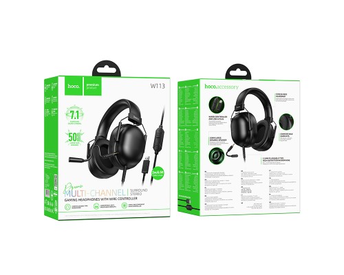 Навушники ігрові HOCO W113 Dynamic USB7.1 channel gaming headphones Black (6942007664127)