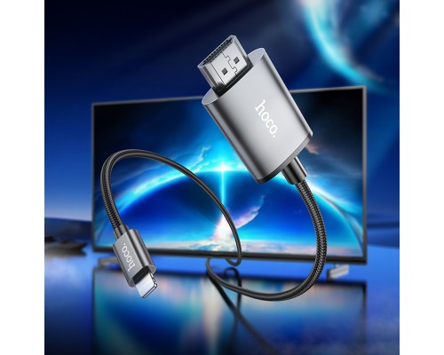 Перехідник HOCO UA27 HD on-screen cable iP to HDTV Metal Gray (6942007619011)