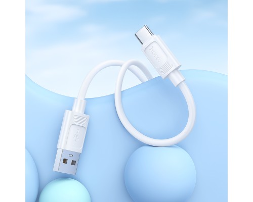 Кабель HOCO X122 Benefit silicone charging data cable Type-C White (6942007662239)