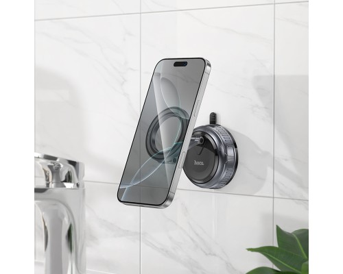 Автотримач для телефона HOCO H92 High vacuum suction cup magnetic holder(universal) Black Metal Gray (6942007663861)