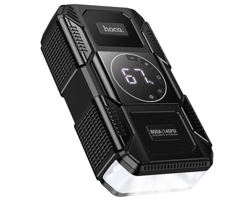 Автомобільний пуско-зарядний пристрій з насосом HOCO QS6 Clever Intelligent air pump+emergency start-up power bank(8000mAh) Black (6942007673013)