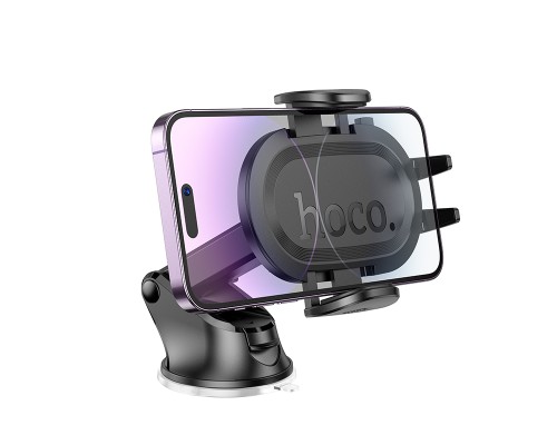 Автотримач для телефона HOCO H54 Brusco ultra-thin push-type car holder(center console) Black (6942007630559)