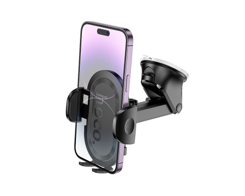 Автотримач для телефона HOCO H54 Brusco ultra-thin push-type car holder(center console) Black (6942007630559)