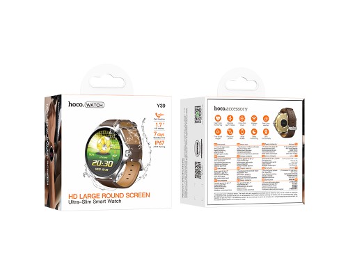 Смарт-годинник HOCO Y39 43mm. 280 mAh. IP67 Smart watch(call version) Silver (6942007673266)