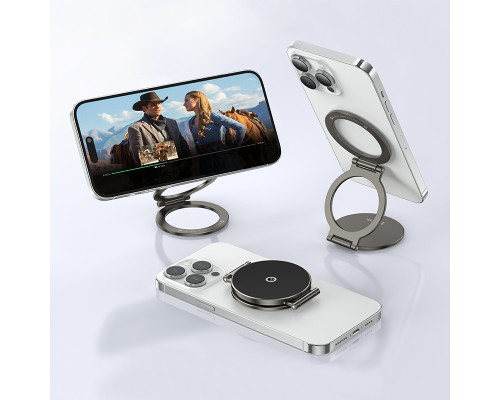Автотримач для телефона HOCO H102 Whale magnetic ring holder(multi-scene) Metal Grey (6942007674478)