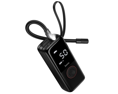 Автомобільний насос HOCO ZP18 Enlighten portable smart air pump Black (6942007673303)