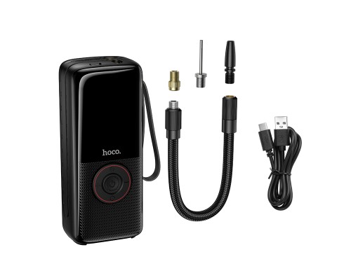 Автомобільний насос HOCO ZP18 Enlighten portable smart air pump Black (6942007673303)