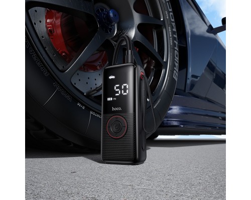 Автомобільний насос HOCO ZP18 Enlighten portable smart air pump Black (6942007673303)
