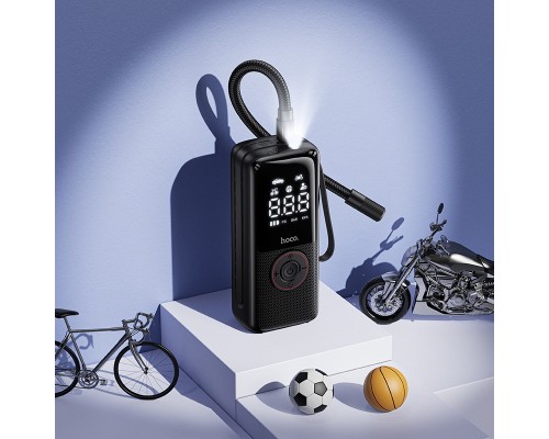 Автомобільний насос HOCO ZP18 Enlighten portable smart air pump Black (6942007673303)
