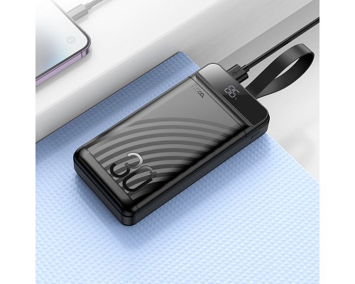 Зовнішній акумулятор HOCO J123B Element 22.5W+PD20W fully compatible power bank with digital display(30000mAh) Black (6942007612081)