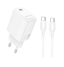 Мережевий зарядний пристрій з кабелем BOROFONE BN28 Fuente single port PD30W charger set (C to C) (EU) White (6941991120312)