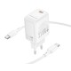 Мережевий зарядний пристрій з кабелем BOROFONE BN28 Fuente single port PD30W charger set (C to C) (EU) White (6941991120312)
