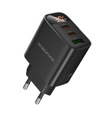 Мережевий зарядний пристрій BOROFONE BA98A Ilustre PD30W (2C1A) charger with digital display (EU) Black (6941991120510)