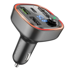 АЗП з FM-модулятором BOROFONE BC48 Broad QC3.0 car BT FM transmitter 18W Black (6941991104039)