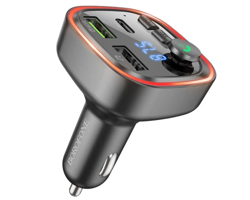 АЗП з FM-модулятором BOROFONE BC48 Broad QC3.0 car BT FM transmitter 18W Black (6941991104039)