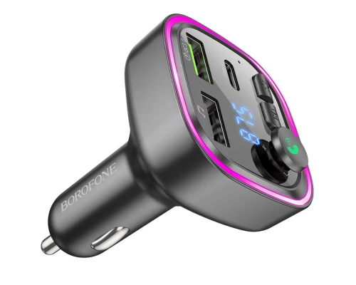 АЗП з FM-модулятором BOROFONE BC48 Broad QC3.0 car BT FM transmitter 18W Black (6941991104039)