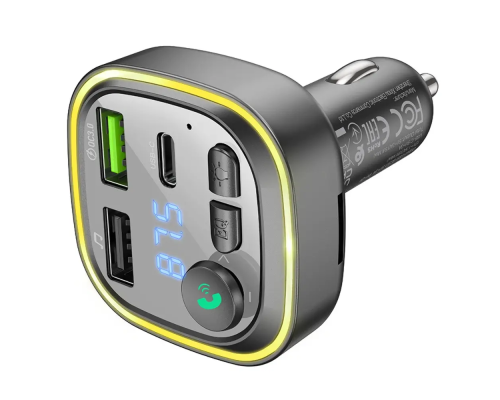 АЗП з FM-модулятором BOROFONE BC48 Broad QC3.0 car BT FM transmitter 18W Black (6941991104039)