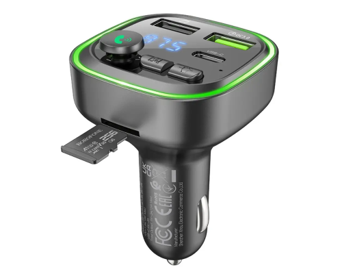 АЗП з FM-модулятором BOROFONE BC48 Broad QC3.0 car BT FM transmitter 18W Black (6941991104039)