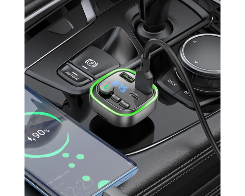 АЗП з FM-модулятором BOROFONE BC48 Broad QC3.0 car BT FM transmitter 18W Black (6941991104039)
