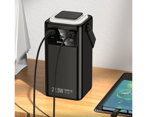 Зовнішній акумулятор BOROFONE BJ65B High 22.5W+PD20W+four-cables power bank(80000mAh) Black (6941991122057)