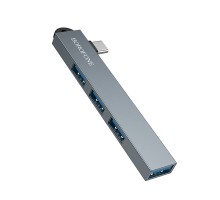 USB-хаб BOROFONE FH1A 4-in-1 converter(Type-C to USB2.0*3+USB3.0) Metal Gray (6941991126123)