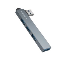 USB-хаб BOROFONE FH1 4-in-1 converter(USB to USB2.0*3+USB3.0) Metal Gray (6941991126116)