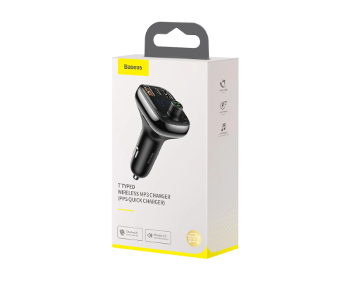 АЗП з FM-модулятором Baseus T Shaped S-13 Car Bluetooth MP3 Player (PPS Fast Charger Edition) Black (CCMT000101)