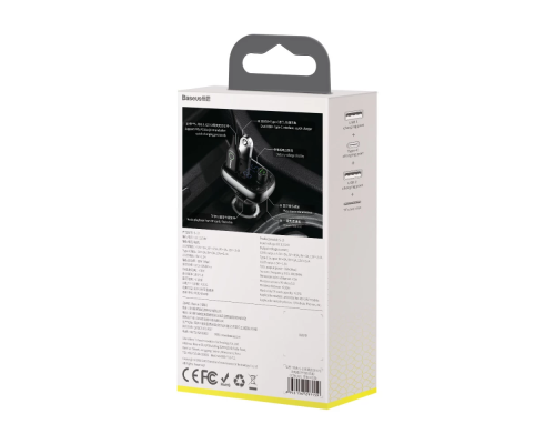 АЗП з FM-модулятором Baseus T Shaped S-13 Car Bluetooth MP3 Player (PPS Fast Charger Edition) Black (CCMT000101)