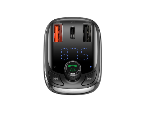 АЗП з FM-модулятором Baseus T Shaped S-13 Car Bluetooth MP3 Player (PPS Fast Charger Edition) Black (CCMT000101)