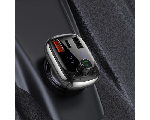 АЗП з FM-модулятором Baseus T Shaped S-13 Car Bluetooth MP3 Player (PPS Fast Charger Edition) Black (CCMT000101)