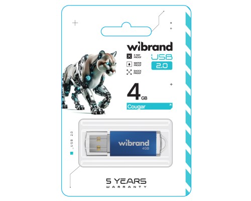 Флеш-накопичувач Wibrand USB 2.0 Cougar 4Gb Blue (WI2.0/CU4P1U)