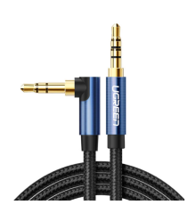 Аудіокабель UGREEN 3.5mm Male to 3.5mm Male Cable Gold Plated Metal Case with Braid 1m (Blue Black) (UGR-60179)
