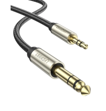 Аудіокабель UGREEN AV127 3.5mm Male  to 6.35mm Male, TRS Stereo Audio Cable, nylon braid, 2m Gray (UGR-10628)