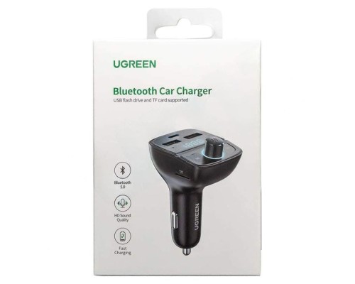 АЗП з FM-модулятором UGREEN CD229 FM&Bluetooth Transmitter&Car Charger + TF  Slot Black (UGR-80910)