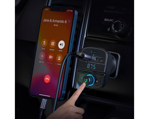 АЗП з FM-модулятором UGREEN CD229 FM&Bluetooth Transmitter&Car Charger + TF  Slot Black (UGR-80910)